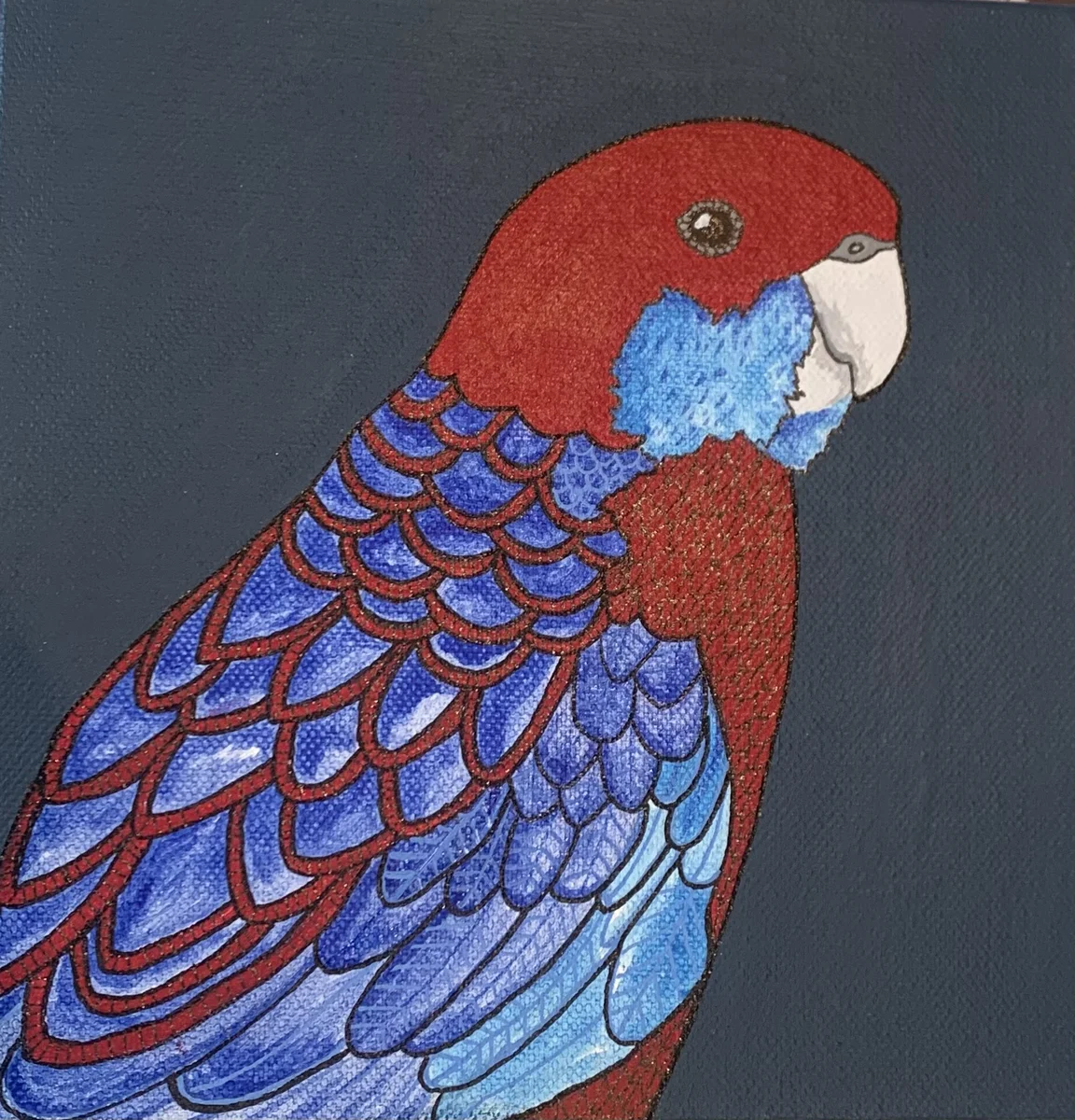 Colorful rosella parrot painting by Australian artist Vanessa Goess