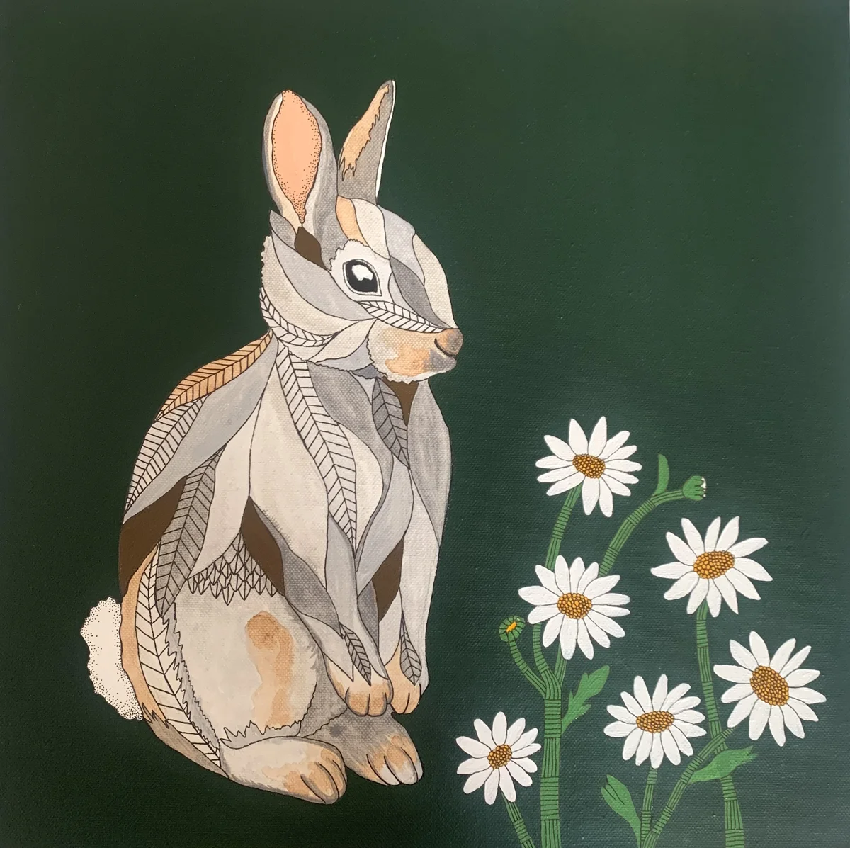 Detailed painting of a bunny rabbit by Vanessa Goess