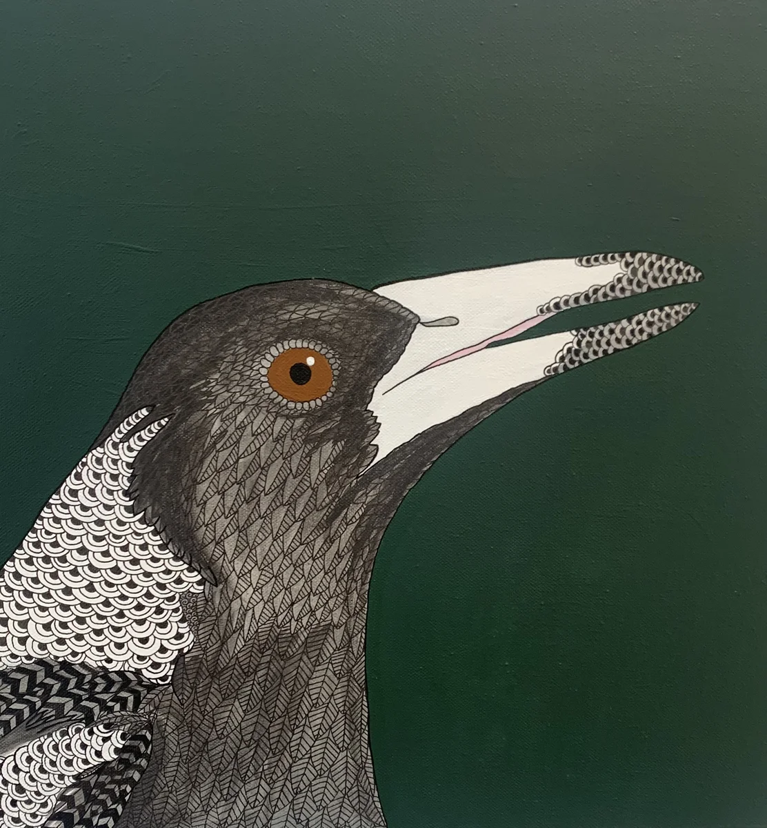 Australian magpie painting by Australian artist Vanessa Goess