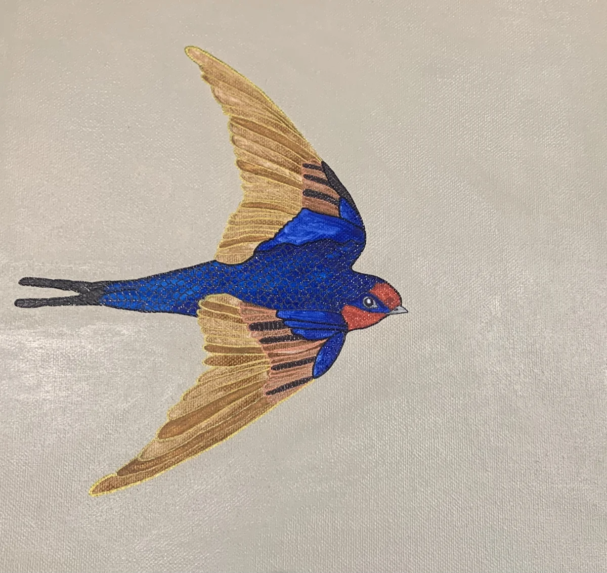 Welcome swallow bird painting by Australian artist Vanessa Goess